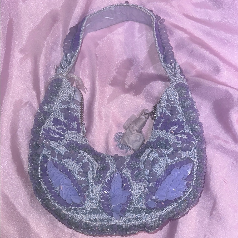 Purple Beaded Handbag